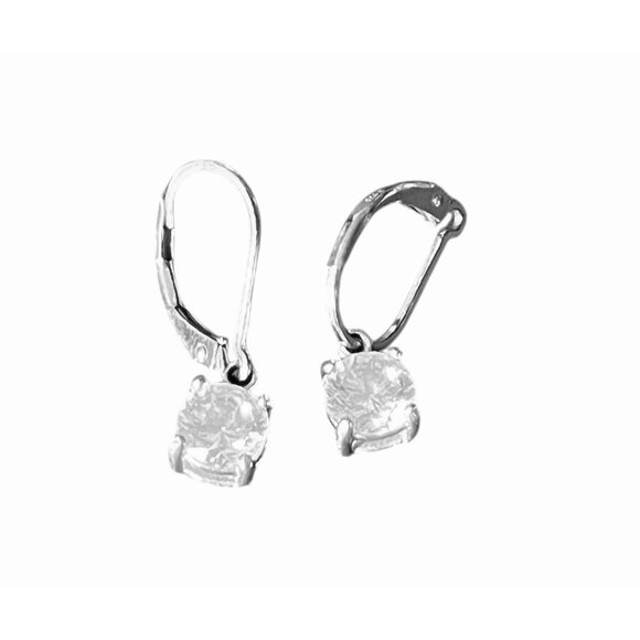 925 Sterling Silver Drop Earrings With Round-Cut CZ Stones & Lever Back Closure - Picture 7 of 10